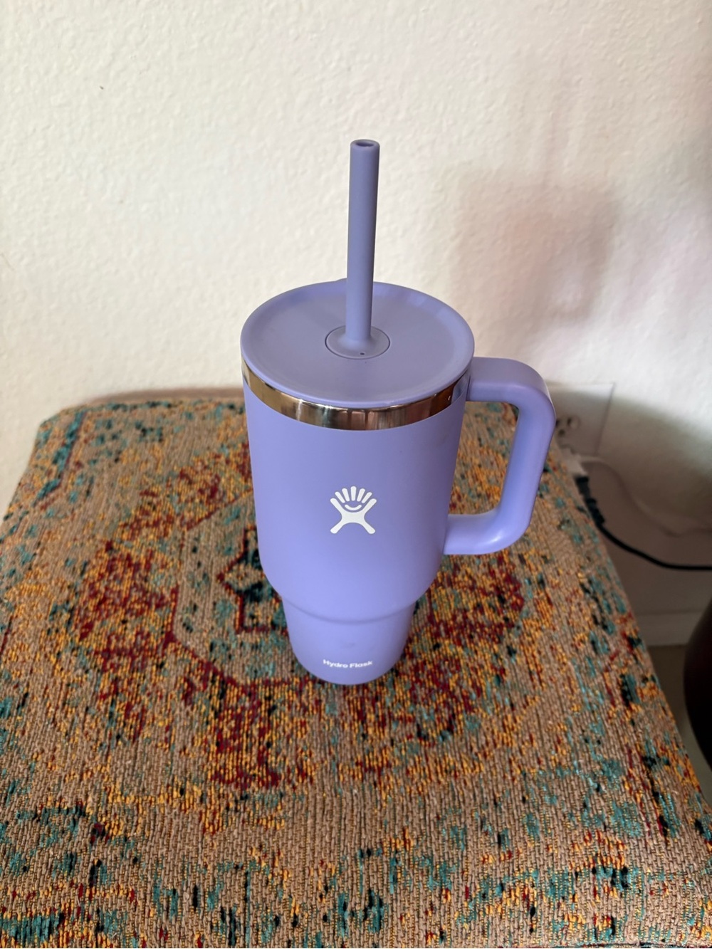 Hydro Flask Purple Travel Mug with Straw and Handle